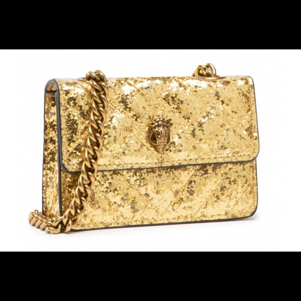 NWT Kurt Geiger London Gold Glitter Micro Kensington Shoulder Bag - Picture 3 of 10